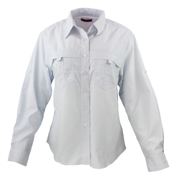 Camisa estilo columbia para dama en color blanco