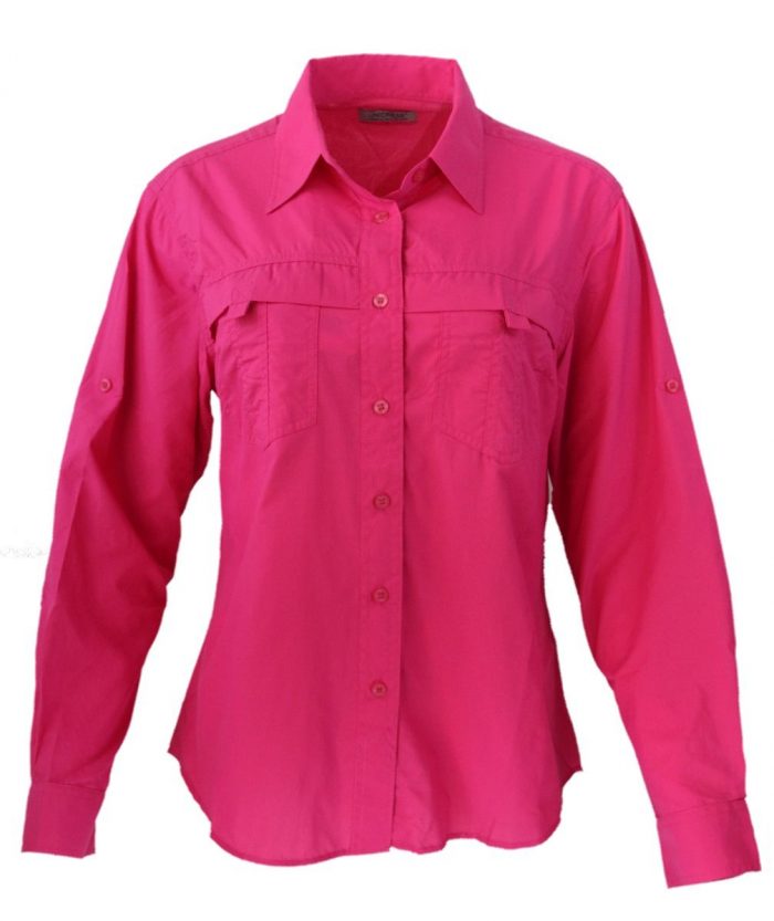 Camisa estilo columbia para dama en color fucsia