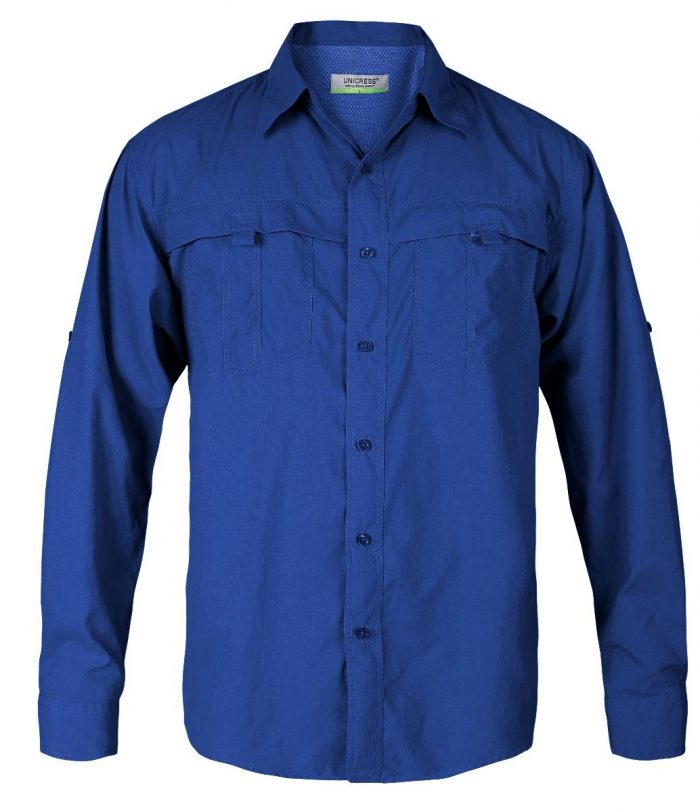 camisa manga larga estilo columbia para hombre en color azul