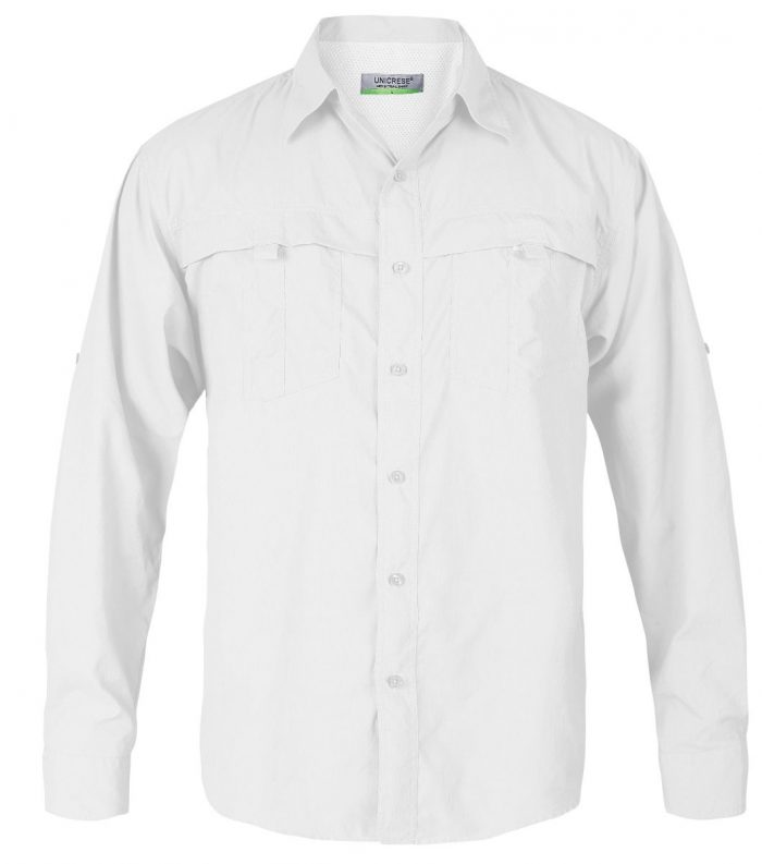 camisa manga larga estilo columbia para hombre en color blanco