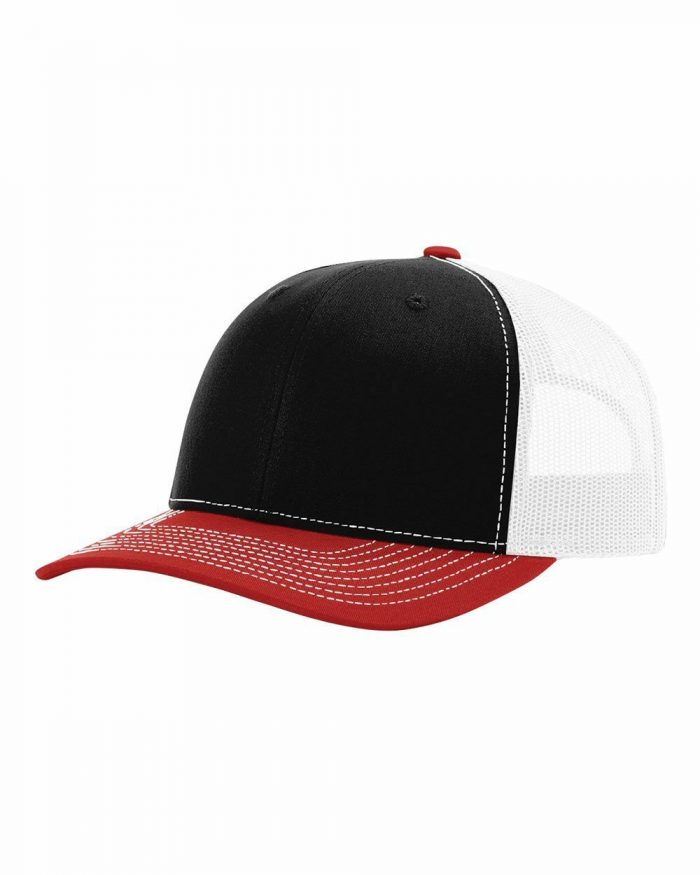 gorra richardson negra con blanca y roja