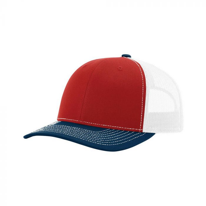 gorra richardson rojo con azul y blanco