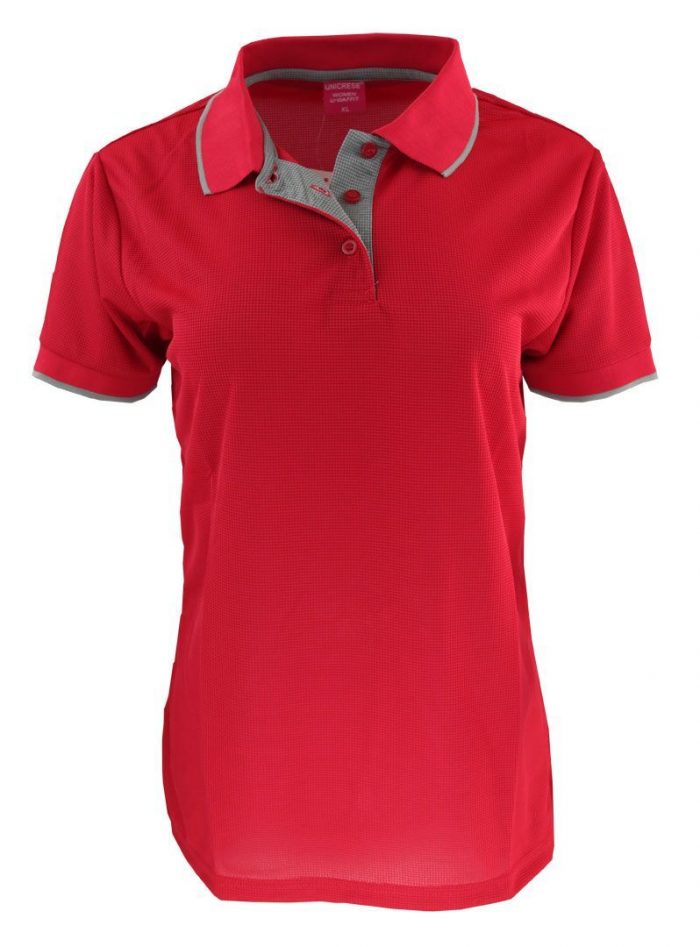 sueter polo waffit para dama en color rojo