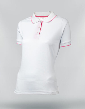 Tshirt polo para dama en color blanco en tela wafle